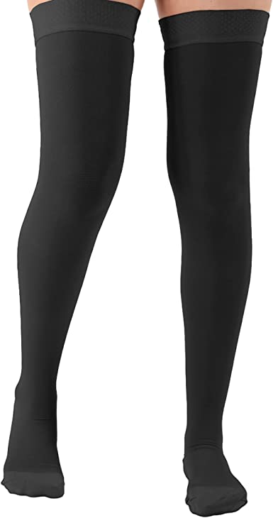ABSOLUTE SUPPORT S-5XL Womens Thigh High Compression Socks 20-30mmHg with Silicone Border