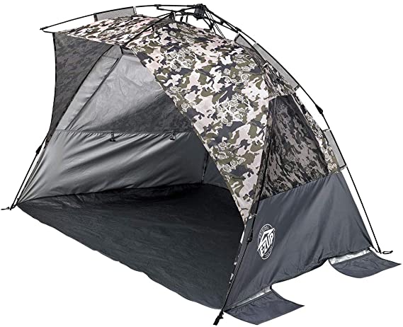 E-Z UP Portable Beach Tent 4 Person Sun Shelter UV with Carry Bag, Camo Spring