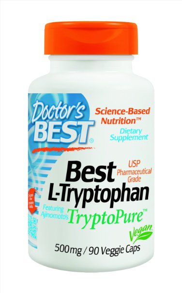 Doctors Best Best L-tryptophan 500 mg Featuring Tryptopure Vegetable Capsules 90-Count