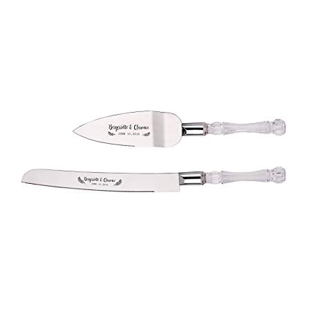 AW Personalized Wedding Cake Cutting Set - Cake Knife 13.2 Inch, Cake Server 10.8 inch - Gift for Anniversary, Engagement//DK001CPP08//