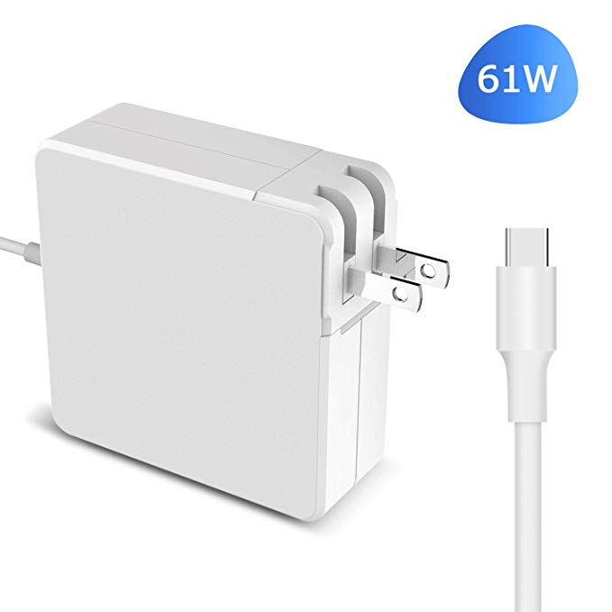 Powersave USB C Power Adapter 61w Type C Fast Wall Charger for New MacBook Pro 13-inch 12-inch Computer Laptop and Smartphones