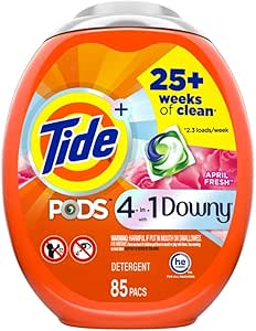 Tide PODS with Downy, Liquid Laundry Detergent Pacs, April Fresh, 85 count