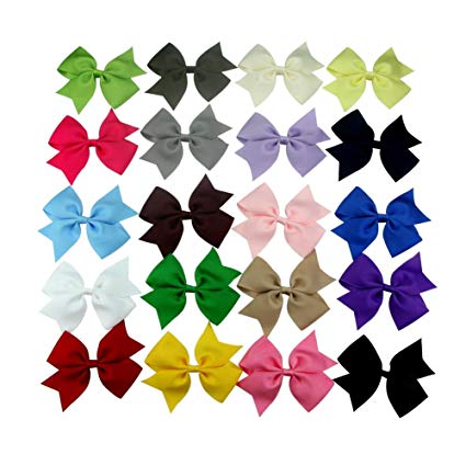 FIODAY 20pc 4" Boutique Windmill Style Hair Bows Girls Baby Alligator Clip Grosgrain Ribbon Headbands