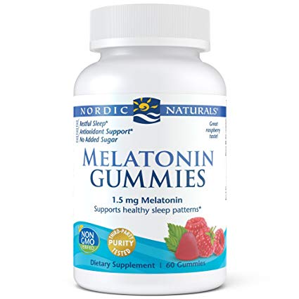 Nordic Naturals Melatonin Gummies - Chewable Gelatin-Free Gummies with 1.5 mg of Melatonin Help Maintain Healthy Sleep Patterns and Provides Antioxidant Support, Raspberry Flavor, 60 Count