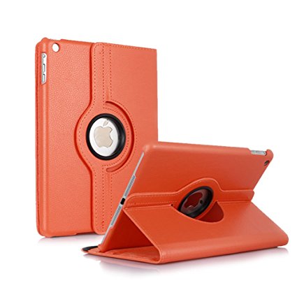 SNEER iPad 12.9 Pro Case 360 Degree Rotating Stand Case with Smart Cover Auto Sleep / Wake Feature for Apple iPad Pro 12.9 Inch (iPad 7)   9H Glasses Tempered   MFI Lighting Cable #PureOrange