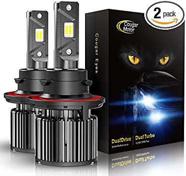 Cougar Motor H13 9008 LED Bulb, 10000Lm 6000K All-in-One Conversion Kit - Cool White Adjustable Beam Pattern, Quick Installation Low Fog Light
