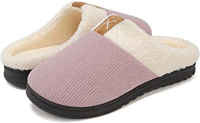 VIFUUR Women's Men's Comfort Slippers Memory Foam Plush Lining Slip-on House Shoes Indoor