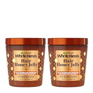 Garnier Whole Blends Hair Honey Jelly for Defining Wavy and Curly Hair, Hair Gel for Up to 100HRs Curl Definition, Frizz Control and Deep Moisture, 13.5 Fl Oz, 2 Count