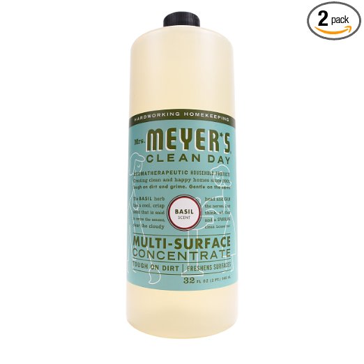 Mrs. Meyer's Multi-Surface Concentrate Basil, 32 Fluid Ounce (Pack of 2)