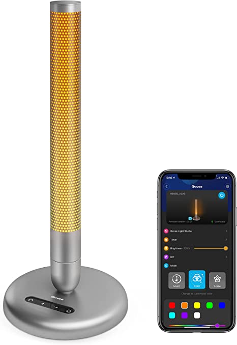 Govee Smart LED RGBW Table Lamp, Dimmable Design Lamp Works with Alexa, Google Assistant, APP and Touch Buttons Control, Bedside Lamp with 20 Scene Modes and 2 Music Modes for Bedroom, Living Room