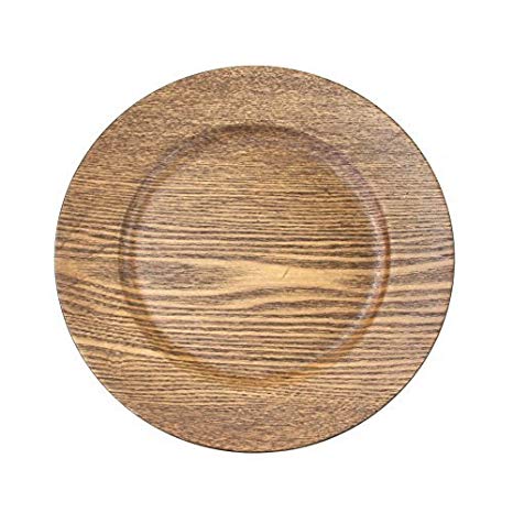 Koyal Wholesale 424675 Faux Wood Charger Plates, 13", Walnut