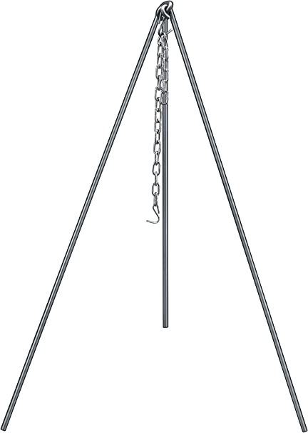 Concord Heavy Duty Camping Tripod for Outdoor Camping Campfire Cooking 48" Tall. Solid One Piece. (Smoke)