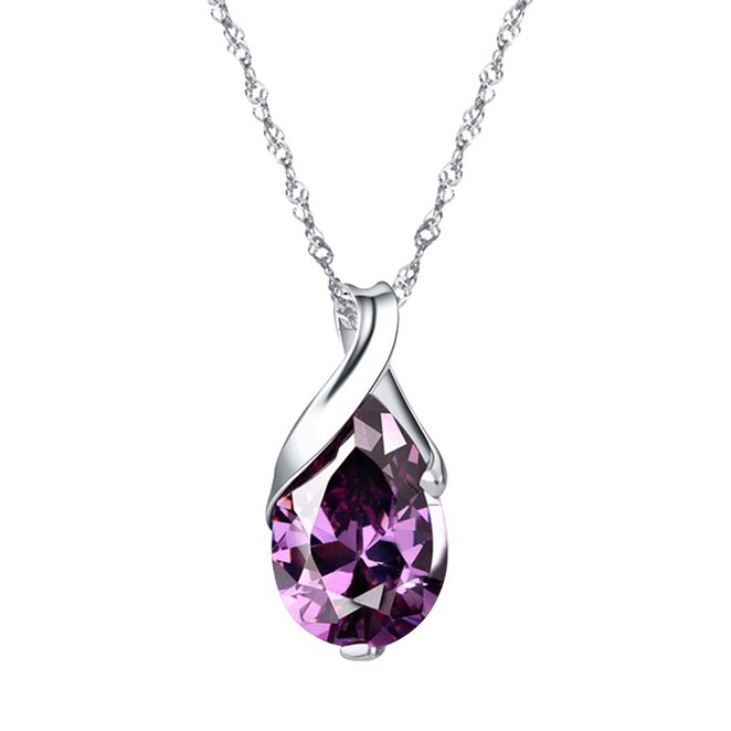 Outop S925 Pure Silver Necklace Platinum Plated Natural Pendant
