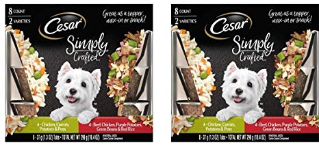 Cesar Simply Crafted Wet Dog Food – 8ct Variety Pack 1.3oz Trays (Pack of 2)