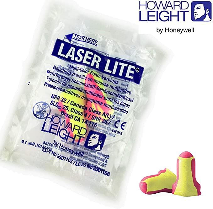Howard Leight LL-1 Laser Lite Uncorded Foam Noise Cancelling Earplugs, Individually Packaged - Perfect for Light Sleepers, Noisy Neighbours, Dorms, Hunting, Shooting, Concerts, etc (20 Pairs)