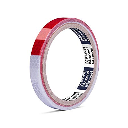 Reflective Tape Red White Rainproof - 1/2"10' Heat Resistant Waterproof High Visibility Safety Reflective Warning Tape for Outdoor Night Running,Safety Caution,Warning (Pack of 1 Piece)
