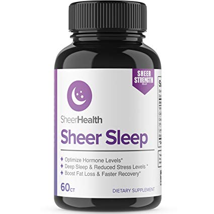 Natural Herbal Sleep Aid - Non Habit Forming Sleeping Pills with Melatonin, Valerian Root, GABA, and Lemon Balm Extract - Herbal Supplement - 60 Veggie Caps - Sheer Strength Labs