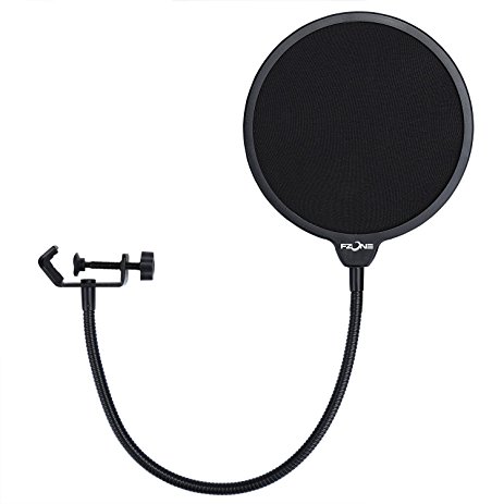 FZONE Microphone Pop Filter for Condenser Microphone Mic Wind Screen Mask Shield Mount Gooseneck