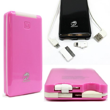 All In One Portable Charger Areionreg 4000mah External Battery Pack Power Bank Portable Charger Charging Station Safe Lithium-polymer Battery Fast Charge Innovative Design and Compatible with Apple iPhone 6 Plus 6 5s 5c 5 4s iPad Air Mini Samsung Galaxy S5 S4 S3 Note Nexus LG HTC and Other USB Charged Devices Pink