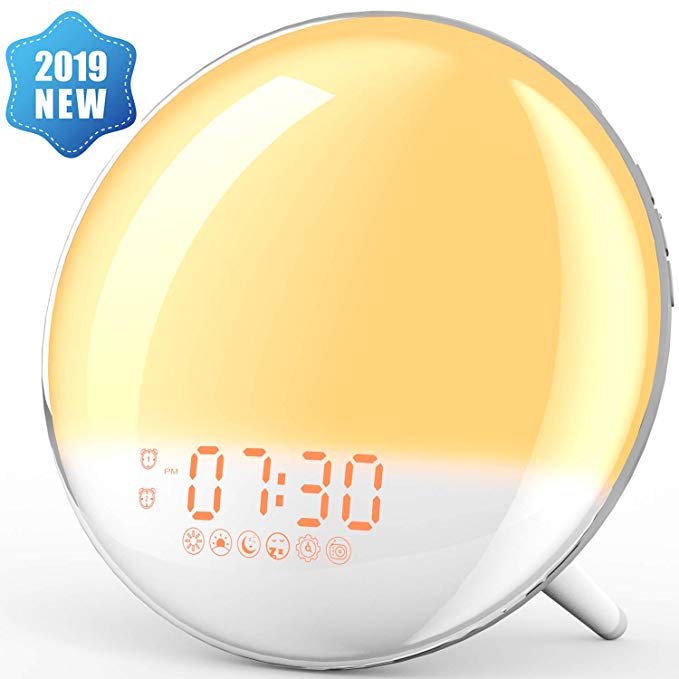 Alarm Clock Wake Up Light,XIRON Light Alarm Clock with Sunrise/Sunset Simulation,Dual Alarms and Snooze Function, 7 Colour Atmosphere Lamp, 7 Natural Sounds and FM Radio for Kids Adults Bedroom