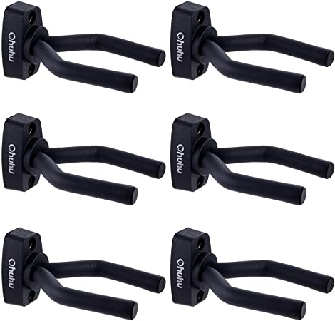 Guitar Wall Mount Hanger 6-Pack Black, Ohuhu Guitar Hanger Wall Hook Holder Stand for Bass Electric Acoustic Guitar Ukulele