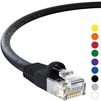 InstallerParts Ethernet Cable CAT5E Cable UTP Booted 175 FT - Black - Professional Series - 1Gigabit/Sec Network/Internet Cable, 350MHZ
