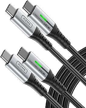 INIU 240W USB C to USB C Cable【6.6ft 2Pack】, PD 3.1 Type C Charger Cable Fast Charging, 480Mbps USBC to USBC Cable for Laptops MacBook Pro 2022 iPad Air 5 HP EliteBook Samsung S23 Ultra S22, etc.