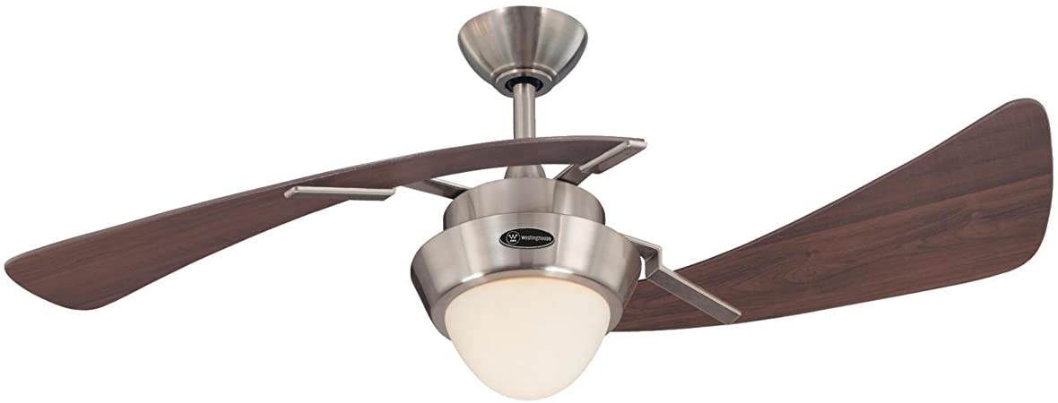 Westinghouse 7214100 Harmony Two-Light 48-Inch Two-Blade Indoor Ceiling Fan, Brushed Nickel with Opal Frosted Glass