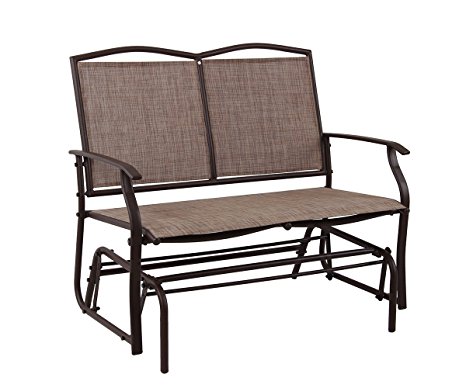 PHI VILLA Patio Swing Glider Bench For 2 Persons Rocking Chair, Garden Loveseat Outdoor Furniture