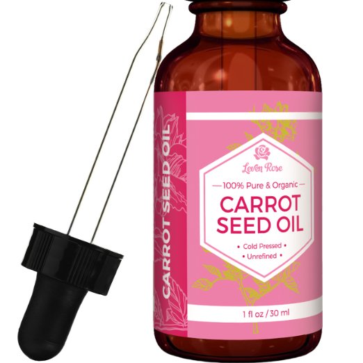 #1 TRUSTED Carrot Seed Oil by Leven Rose - 100% Organic Natural Cold Pressed & Unrefined - 1 oz for Skin, Hair, Body & Lip Treatment (1 oz)