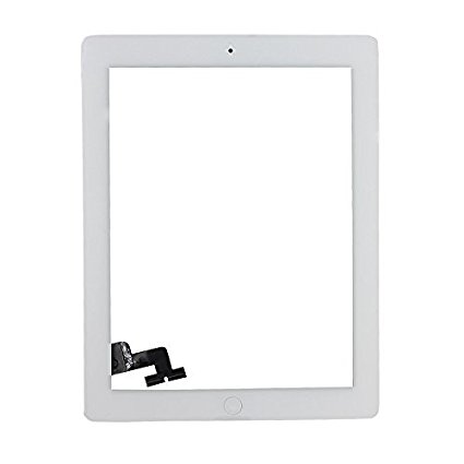 White Touch Screen Digitizer Assembled with Home Button Strong Adhesive for iPad 2 2nd Generation A1395 A1396
