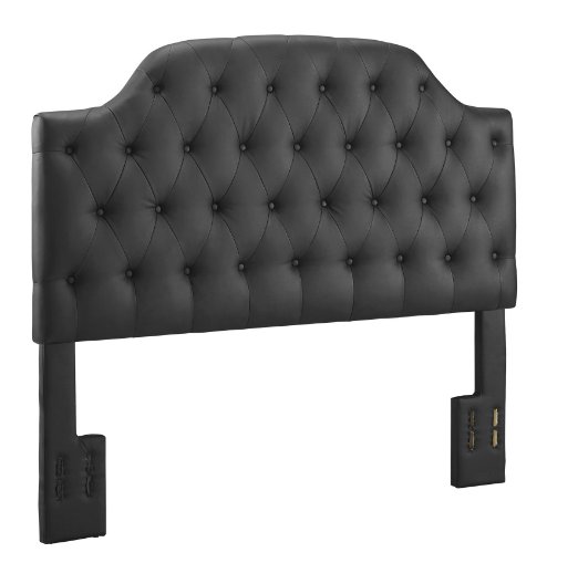 Dorel Living Lyric Button Tufted Faux Leather Headboard, Queen/Full, Black