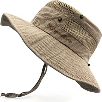 Fishing Hat Sun Protection Boonie Bucket Hat for Men Women Breathable Wide Brim Packable Mesh Safari Cap for Outdoor