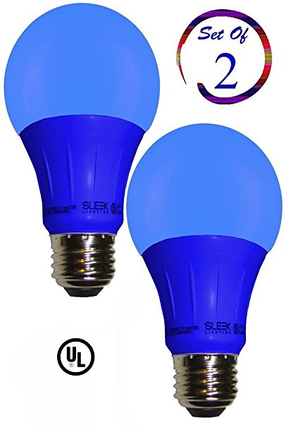 Sleeklighting LED A19 Blue Light Bulb, 120 Volt, 3 Watt Medium Base, UL-Listed LED Bulb, Pack of 2-(lasts more than 20,000 hours)