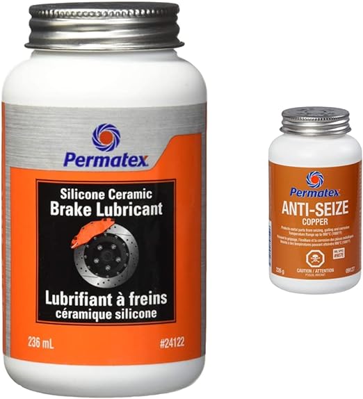 Permatex 24122 Silicone Ceramic Brake Lubricant, Orange, 236ml & 09127 Copper Anti-Seize, 226g (Packaging May Vary)