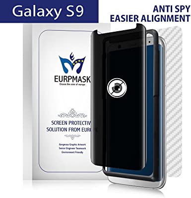[ Privacy Filter ] Galaxy S9 Screen Protector Tempered Glass Case Friendly Front & Back, S9 Tempered Glass 3D Curve Edge Easy Install Anti Spy Anti Scratch, EURPMASK Galaxy S9 Screen Protector