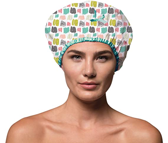 Betty Dain Fashionista Collection Mold Resistant Lined Shower Cap, Waterproof Exterior, PEVA Lining, Mold and Mildew Resistant, Oversized Design for All Hair Lengths, Elasticized Hem, Living Color