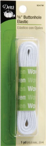 Dritz Specialty Elastic Buttonhole White 5/8"x 1yd