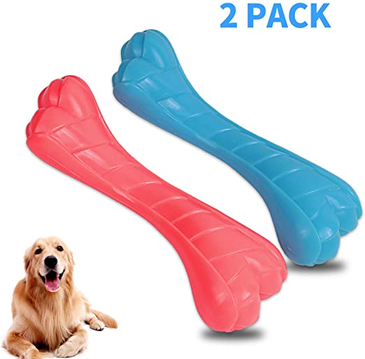 UNIWILAND Dog Chew Toy, Beef Flavored Indestructible Pet Chew Toys Bone for Aggressive Chewers Teeth Cleaning, Safe Durable Bite Resistant Toothbrush Stick for Dog Puppy (Medium)