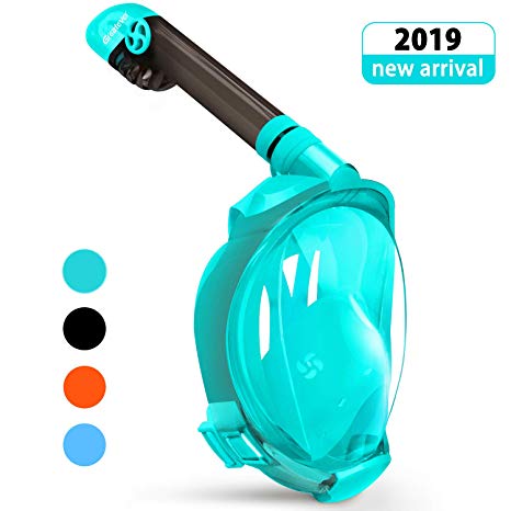 Greatever G2 Full Face Snorkel Mask with Latest Dry Top System,Foldable 180 Degree Panoramic View Snorkeling Mask with Camera Mount,Safe Breathing,Anti-Leak&Anti-Fog