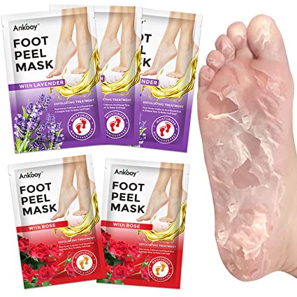 5 Pack Foot Peel Mask, Exfoliator Peel Off Calluses Dead Skin Callus Remover,Foot Mask for Dry Cracked Feet Soft Exfoliating Foot Mask Peel with Lavender and Rose Gel for Men and Women Feet Peeling Mask