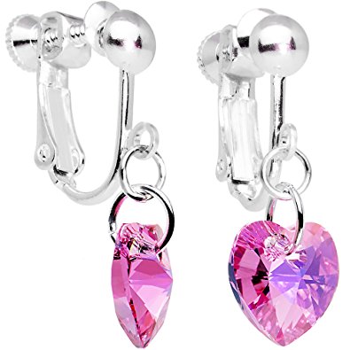 Body Candy Handcrafted Heart Clip Earrings Created with Swarovski Crystals