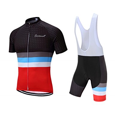 Coconut Men's Cycling Jersey Road Bike Set Short Sleeves Jersey   Bib Shorts With 3D Padded