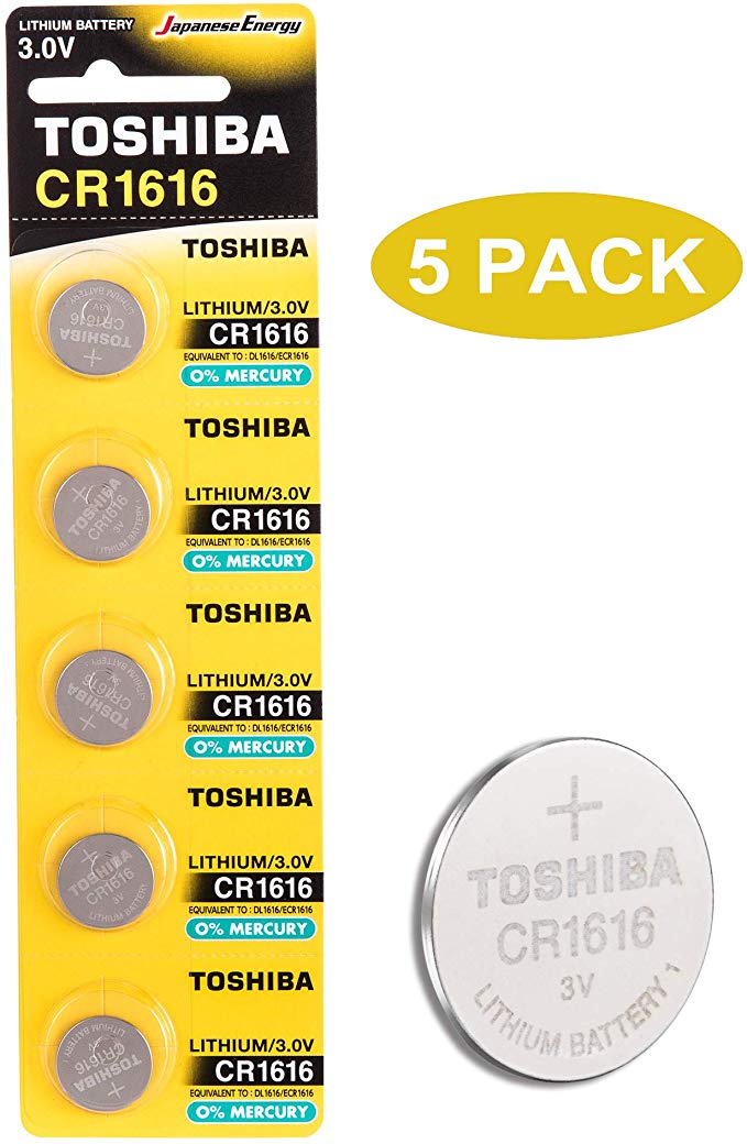 Toshiba CR1616 3V Lithium Coin Cell Battery Pack of 5