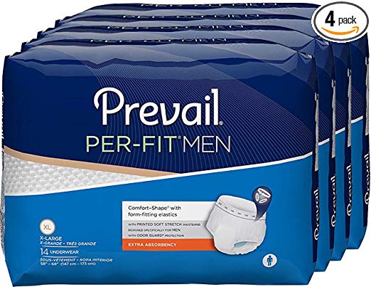 Prevail Per-Fit for Men Extra Absorbency Incontinence Underwear, Extra Large, 56-Count