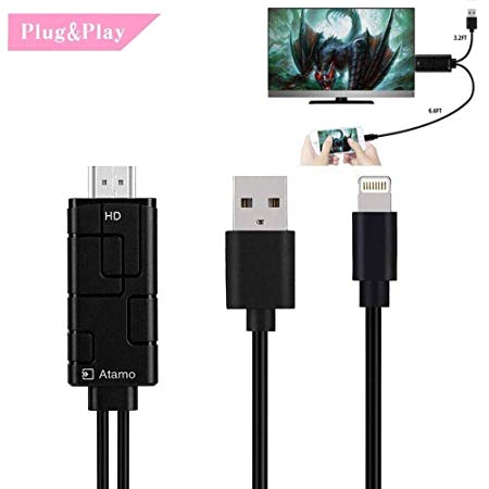Compatible with iPad iPhone to TV HDMI Adapter,1080P High Resolution HDMI Adapter Cable,Support 1080P HDTV Compatible with iPhone Xs X 8 7 6 Plus, iPad, iPod to TV Projector Monitor