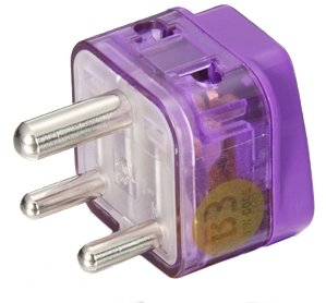 HIGH QUALITY AC POWER TRAVEL ADAPTER PLUG FOR INDIA and more / WITH DUAL PLUG-IN PORTS AND SURGE PROTECTION / GROUNDED