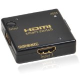Duronic HDS3 Mini 3 Port Gold HDMI Auto Switch PIANO BLACK 3x1 3 way input 1 output HDMI Switcher