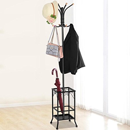 Yaheetech Metal Coat Rack Umbrella Stand Holder Vintage Hat Jakcet Metal Tree 8 Hooks