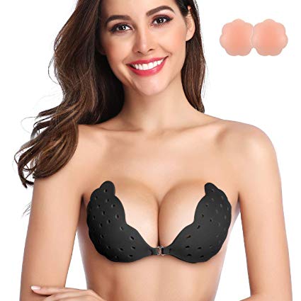 Niidor Sticky Bra, Breathable Strapless Bra Adhesive Push Up Backless Bras for Women